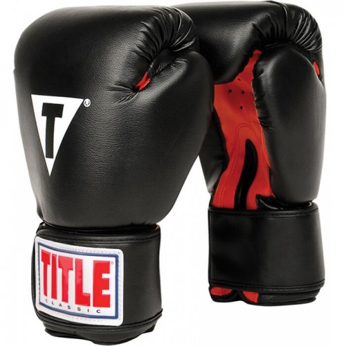 Боксерские перчатки TITLE Classic Boxing Gloves (12oz) Черные с красным