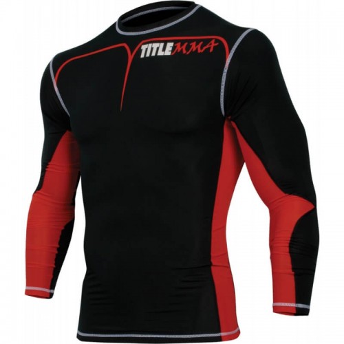 Рашгард детский TITLE MMA Quad-flex Adversary Long Sleeve Rash Guard (YL) Черный